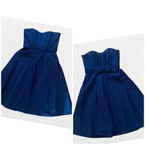 Priscilla of Boston navy blue strapless bridesmaid dress